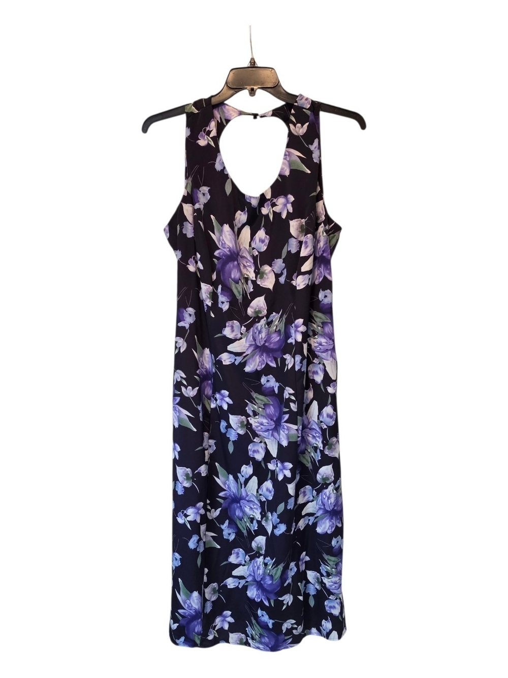 🇺🇸Expressions Black Maxi Dress with Purple Floral Pattern Size 20W